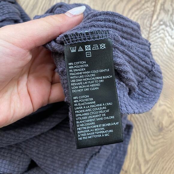 Free People Split Back Turtleneck Long Sleeve Shirt Sweater Ribbed Gray- S - Picture 5 of 5